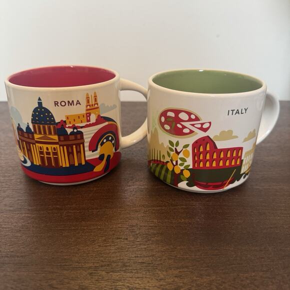 NEW 2 Starbucks Coffee Mug Roma and Italy "You Are Here" YAH Boxed 14 oz Rome - Picture 2 of 15